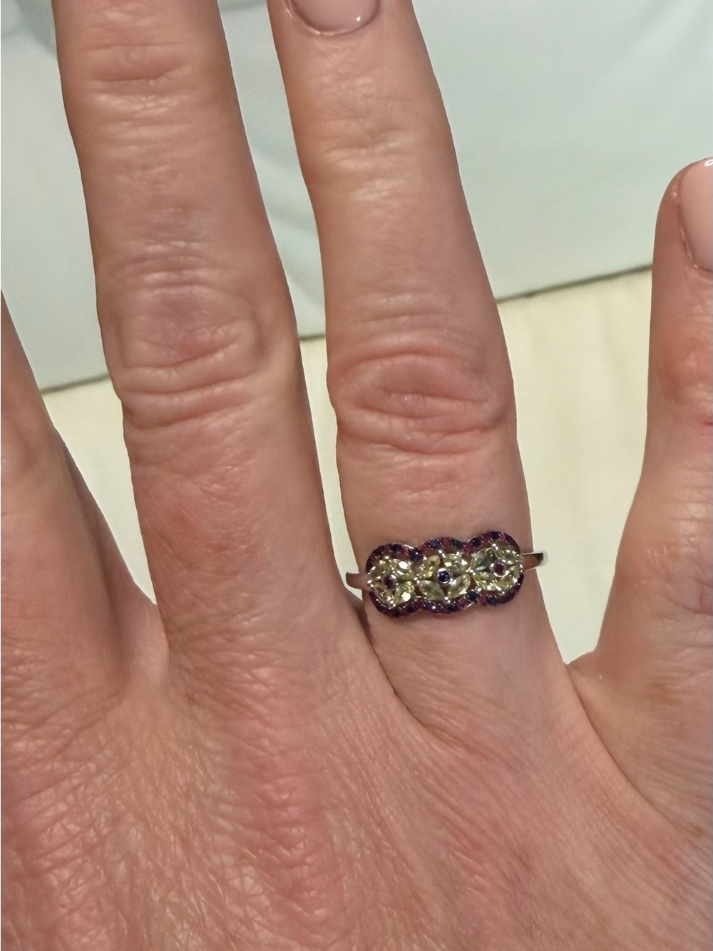 Natural Yellow & Blue Ceylon Sapphire w/ Ruby in 925 Sterling Silver Ring - Picture 4 of 13